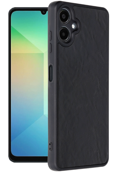 Newface Samsung Galaxy A06 Kılıf Aras Deri Kapak - Siyah resmi