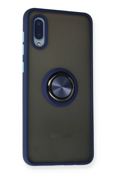 Newface Samsung Galaxy A02 Kılıf Montreal Yüzüklü Silikon Kapak - Lacivert resmi