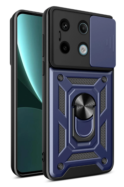 Newface Xiaomi Poco X6 Pro Kılıf Pars Lens Yüzüklü Silikon - Lacivert resmi