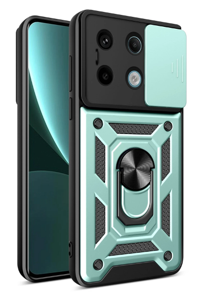 Newface Xiaomi Poco X6 Pro Kılıf Pars Lens Yüzüklü Silikon - Yeşil resmi