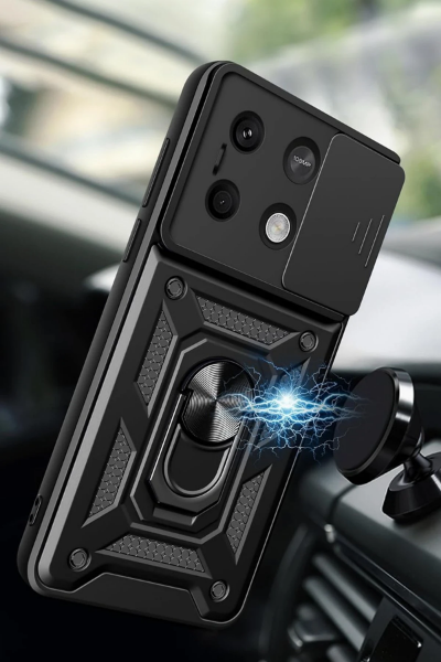 Newface Xiaomi Poco X6 Pro Kılıf Pars Lens Yüzüklü Silikon - Yeşil resmi