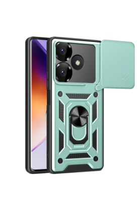 Newface Xiaomi Redmi 13 4G Kılıf Pars Lens Yüzüklü Silikon - Yeşil resmi