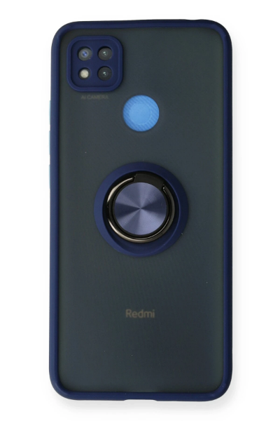 Newface Xiaomi Redmi 9C Kılıf Montreal Yüzüklü Silikon Kapak - Lacivert resmi