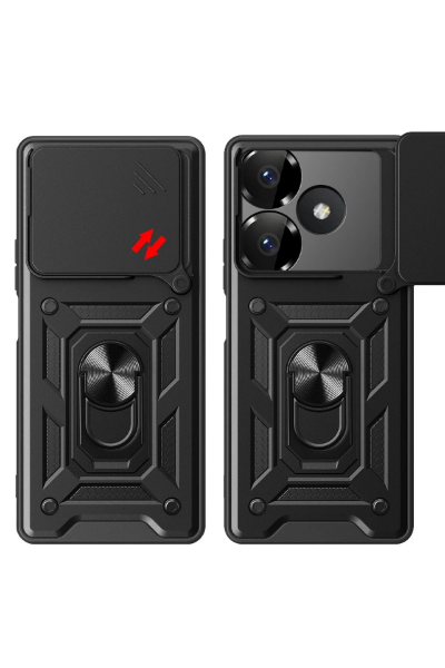 Newface Xiaomi Redmi 13 4G Kılıf Pars Lens Yüzüklü Silikon - Yeşil resmi