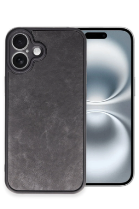 Newface iPhone 16 Plus Kılıf Aras Deri Kapak - Siyah resmi