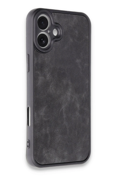 Newface iPhone 16 Plus Kılıf Aras Deri Kapak - Siyah resmi