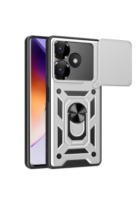 Newface Xiaomi Redmi 13 4G Kılıf Pars Lens Yüzüklü Silikon - Gümüş resmi