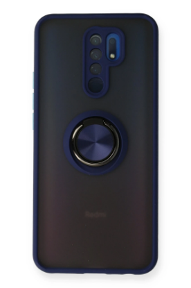 Newface Xiaomi Redmi 9 Kılıf Montreal Yüzüklü Silikon Kapak - Lacivert resmi