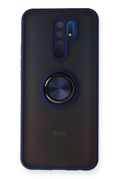 Newface Xiaomi Redmi 9 Kılıf Montreal Yüzüklü Silikon Kapak - Lacivert resmi