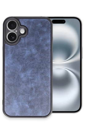 Newface iPhone 16 Plus Kılıf Aras Deri Kapak - Lacivert resmi