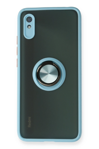 Newface Xiaomi Redmi 9A Kılıf Montreal Yüzüklü Silikon Kapak - Buz Mavi resmi