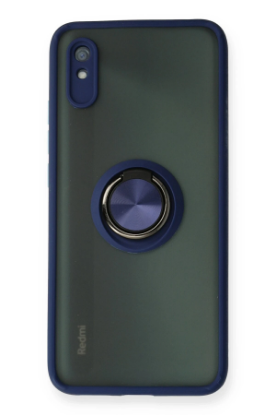 Newface Xiaomi Redmi 9A Kılıf Montreal Yüzüklü Silikon Kapak - Lacivert resmi