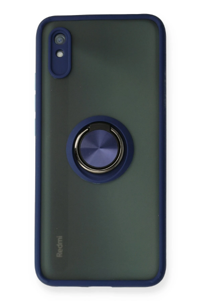 Newface Xiaomi Redmi 9A Kılıf Montreal Yüzüklü Silikon Kapak - Lacivert resmi