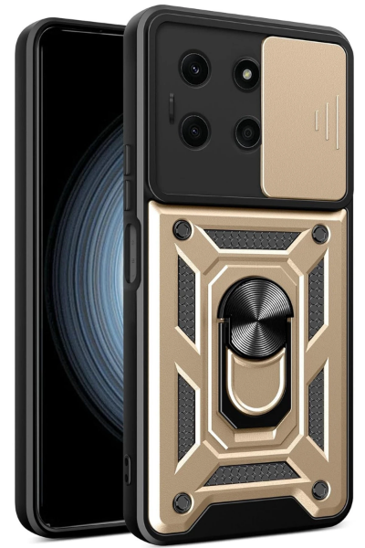 Newface İnfinix Note 30 Kılıf Pars Lens Yüzüklü Silikon - Gold resmi