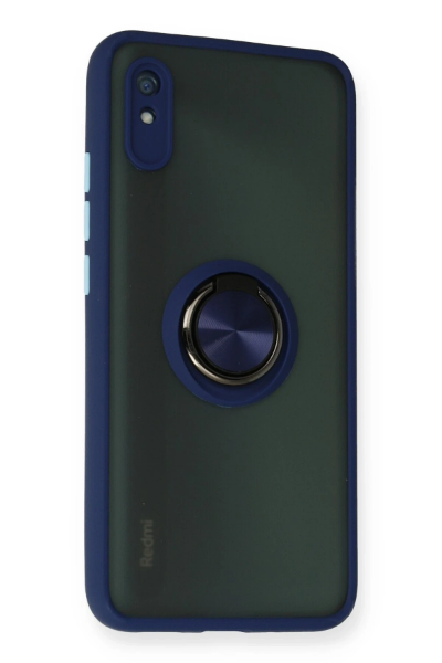 Newface Xiaomi Redmi 9A Kılıf Montreal Yüzüklü Silikon Kapak - Lacivert resmi