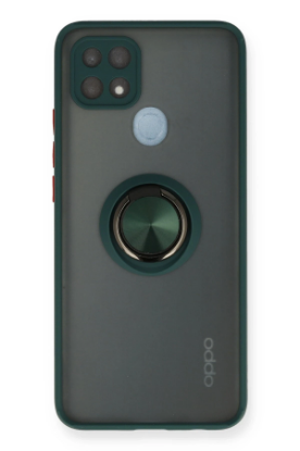 Newface Oppo A15 Kılıf Montreal Yüzüklü Silikon Kapak - Yeşil resmi