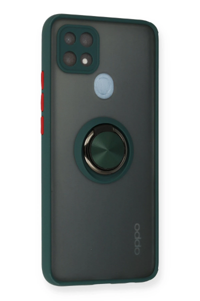 Newface Oppo A15 Kılıf Montreal Yüzüklü Silikon Kapak - Yeşil resmi