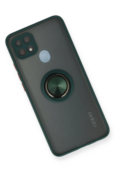 Newface Oppo A15 Kılıf Montreal Yüzüklü Silikon Kapak - Yeşil resmi