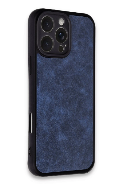 Newface iPhone 16 Pro Kılıf Aras Deri Kapak - Lacivert resmi