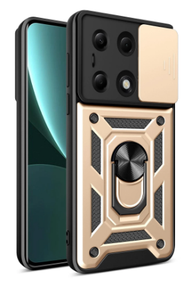 Newface Xiaomi Poco M6 Pro 4G Kılıf Pars Lens Yüzüklü Silikon - Gold resmi