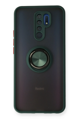 Newface Xiaomi Redmi 9 Kılıf Montreal Yüzüklü Silikon Kapak - Yeşil resmi