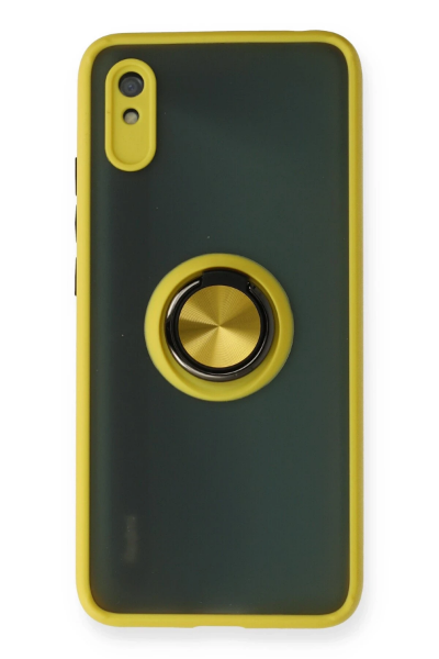 Newface Xiaomi Redmi 9A Kılıf Montreal Yüzüklü Silikon Kapak - Sarı resmi
