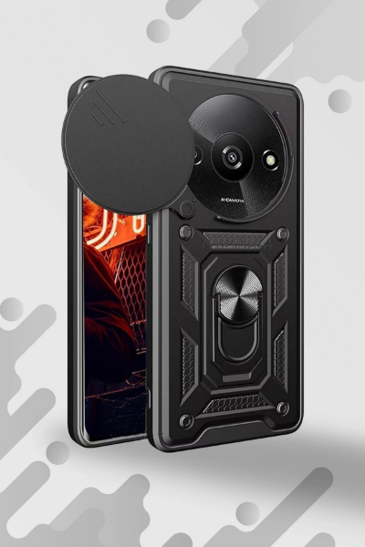 Newface Xiaomi Redmi A3 4G Kılıf Pars Lens Yüzüklü Silikon - Siyah resmi