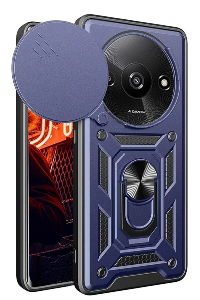 Newface Xiaomi Redmi A3 4G Kılıf Pars Lens Yüzüklü Silikon - Lacivert resmi