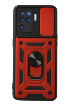 Newface Oppo Reno 5 Lite Kılıf Pars Lens Yüzüklü Silikon - Kırmızı resmi