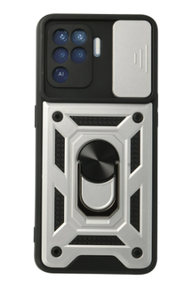 Newface Oppo Reno 5 Lite Kılıf Pars Lens Yüzüklü Silikon - Gümüş resmi