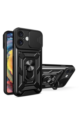 Newface iPhone 16 Kılıf Pars Lens Yüzüklü Silikon - Siyah resmi