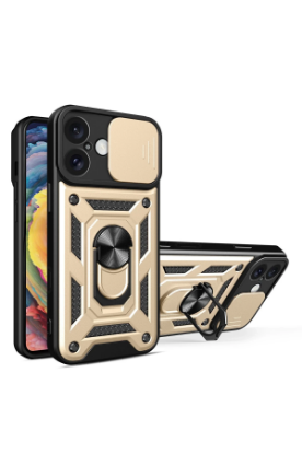 Newface iPhone 16 Kılıf Pars Lens Yüzüklü Silikon - Gold resmi