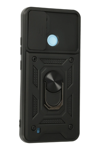 Newface Realme C21 Kılıf Pars Lens Yüzüklü Silikon - Siyah resmi