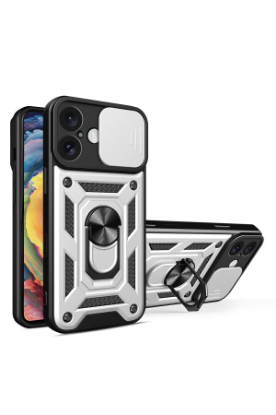 Newface iPhone 16 Kılıf Pars Lens Yüzüklü Silikon - Gümüş resmi