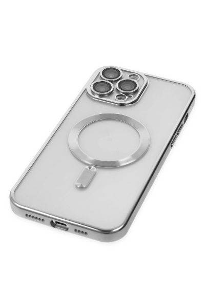 Newface iPhone 13 Pro Max Kılıf Kross Magneticsafe Kapak - Gümüş resmi