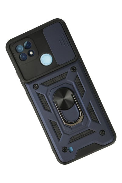 Newface Realme C21 Kılıf Pars Lens Yüzüklü Silikon - Lacivert resmi