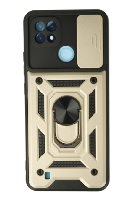 Newface Realme C21 Kılıf Pars Lens Yüzüklü Silikon - Gold resmi