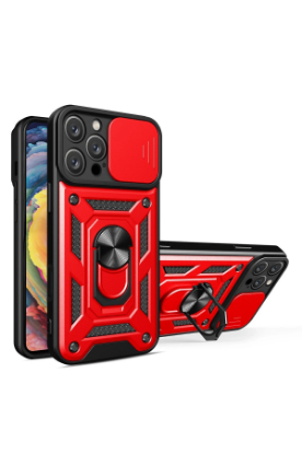 Newface iPhone 16 Pro Kılıf Pars Lens Yüzüklü Silikon - Kırmızı resmi