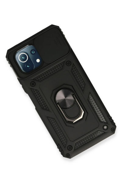 Newface Xiaomi Mİ 11 Lite Kılıf Pars Lens Yüzüklü Silikon - Siyah resmi