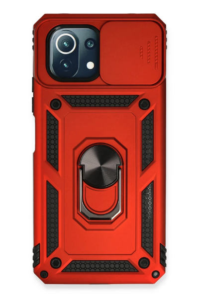 Newface Xiaomi Mİ 11 Lite Kılıf Pars Lens Yüzüklü Silikon - Kırmızı resmi