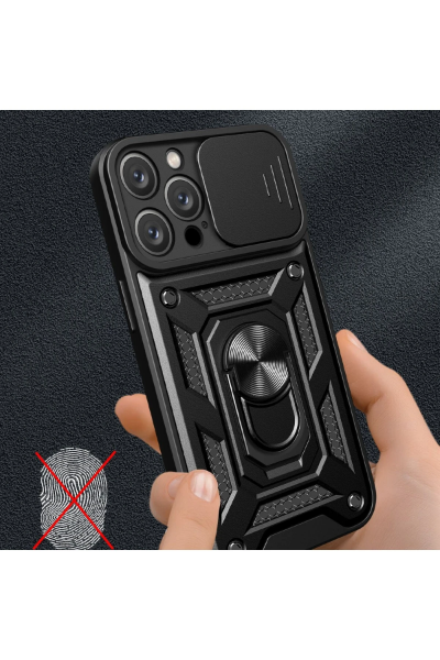 Newface iPhone 16 Pro Max Kılıf Pars Lens Yüzüklü Silikon - Lacivert resmi