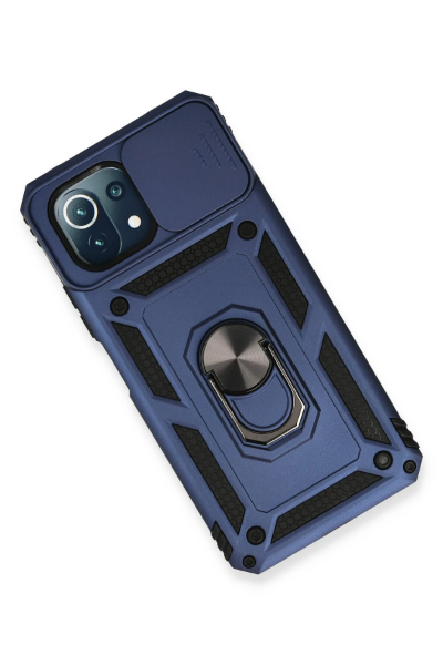 Newface Xiaomi Mİ 11 Lite Kılıf Pars Lens Yüzüklü Silikon - Lacivert resmi