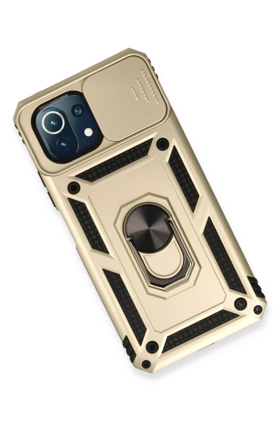 Newface Xiaomi Mİ 11 Lite Kılıf Pars Lens Yüzüklü Silikon - Gold resmi
