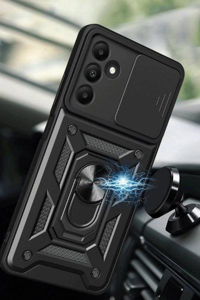Newface Samsung Galaxy M15 Kılıf Pars Lens Yüzüklü Silikon - Siyah resmi