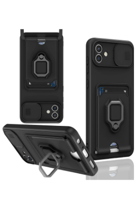 Newface Samsung Galaxy A06 Kılıf Zuma Kartvizitli Yüzüklü Silikon - Siyah resmi