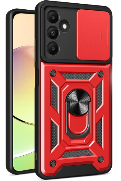 Newface Samsung Galaxy M15 Kılıf Pars Lens Yüzüklü Silikon - Kırmızı resmi