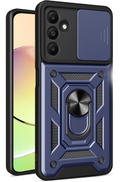 Newface Samsung Galaxy M15 Kılıf Pars Lens Yüzüklü Silikon - Lacivert resmi