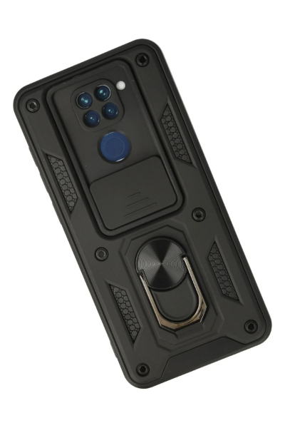 Newface Xiaomi Redmi Note 9 Kılıf Pars Lens Yüzüklü Silikon - Siyah resmi