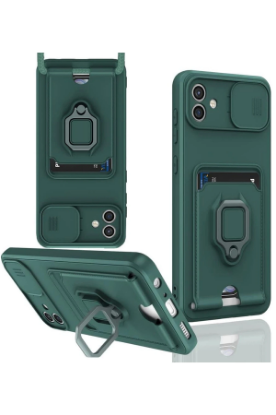 Newface Samsung Galaxy A06 Kılıf Zuma Kartvizitli Yüzüklü Silikon - Yeşil resmi