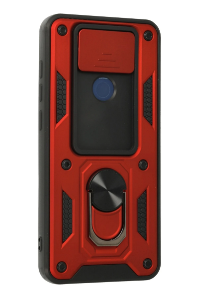 Newface Xiaomi Redmi Note 9 Kılıf Pars Lens Yüzüklü Silikon - Kırmızı resmi